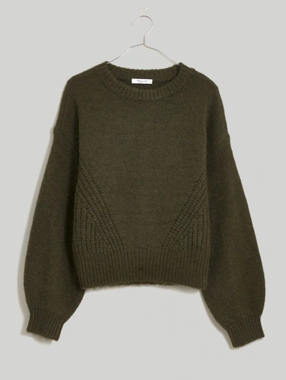Madewell Wool-Blend Wedge Sweater heather dark olive Small